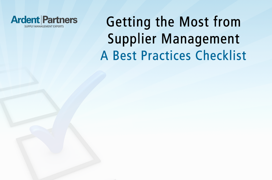 Getting the Most from Supplier Management: A Best Practices Checklist